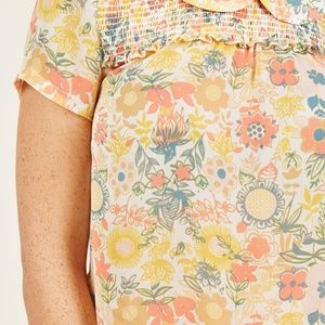 Sheer pastel floral modcloth peter pan collar top